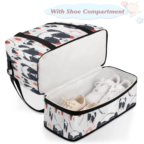 Travel Duffel Bags Cute Animal Panda Foldable Weekender Bags for Women with Shoes Compartment Waterproof & Tear Resistant Carry on Overnight Luggage Duffel Bag Shoulder Sports Tote Bag,B-5204