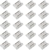 Dewlawn 20PCS 2 Pines 8mm Conectores Tira LED para COB/SMD 2835/3528, Conectores Rápidos Sín Soldadura para Empalmes de Light Strip 20 a 22AWG 5A, Empalme Tira LED Union para Tiras de LUZ Monocolor