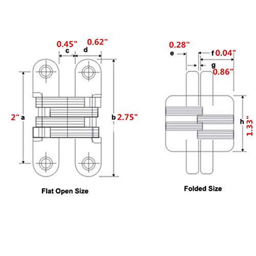 Ranbo (1 Pair) Hidden gate Hinge Stainless Steel Invisible Door Hinges Concealed Barrel Wooden Box Silver(2-3/4 inch - Image 2