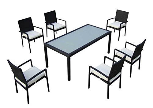 Preisvergleich Produktbild Baidani Rattan Essgruppe Horizon, schwarz