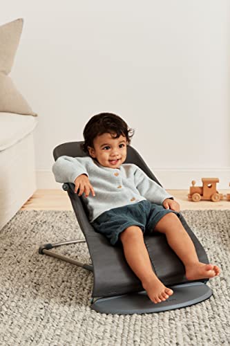 BabyBjörn Bouncer Bliss, Cotton, Petal Quilt, Anthracite 2-in-1 Adjustable Baby Bouncer Seat and Toddler Chair, Newborn to Toddler (8-29 lbs), 4 positions, Lightweight & Portable