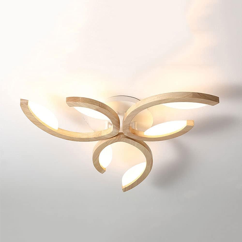 Plafonnier LED en bois massif à intensité variable pour salon - 4