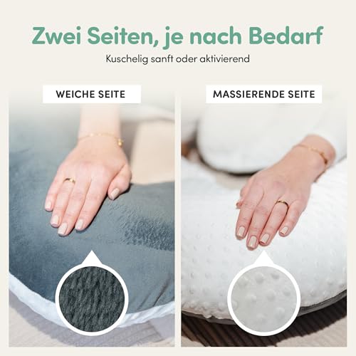 hugnaps Lesekissen für Bett und Sofa - Rückenkissen - Komfortkissen Erwachsene - Reading Pillow - Zweiteilig, Flexibel einsetzbar zum Lesen, Entspannen oder als Schlafkissen (Weiß/Dunkelgrau)