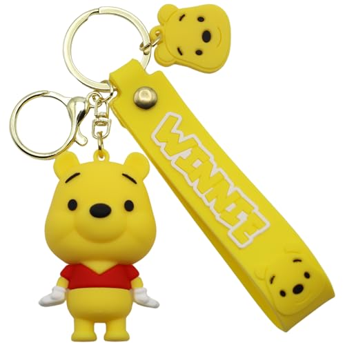 Llavero Winnie The Pooh silicona, Llavero de Winnie The Pooh, Llavero de Goma de Pooh, Llavero de Figura de Winnie The Pooh, 6.5 cm, Silicona, Color Amarillo