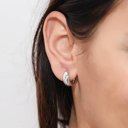 BERRICLE Sterling Silver CZ Dome Fashion Hoop Huggie Earrings for Women, Cubic Zirconia, Rose/Yellow Gold Flashed, Small/Medium Size (0.5-1 Inch)3