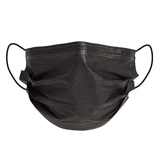 Munskydd mask engångs mun- nässkydd ansiktsmask 3-lager dammskydd skyddsmask med öronöglor skyddar mot smuts – 50 stycken svart (AM-03E1)