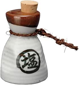 卓上小物 調味料入れ 文字入り 塩 ソルト/蕎麦地 塩入れ/レトロ 業務用 田舎風