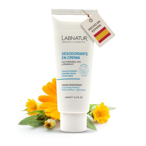 Labnatur Desodorante Natural en Crema 125 ml | Sin Aluminio ni Alcohol | Con Caléndula, Zinc y Vitamina E | Vegano | Piel Sensible | Textura Ligera, Rápida Absorción y Aroma Suave Duradero