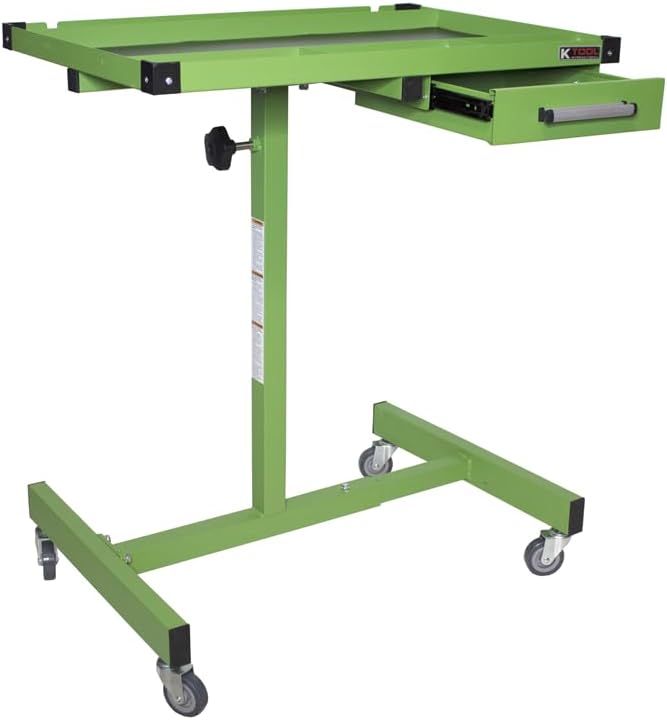 75108 Adjustable 30 Inch Teardown Worktable with Drawer, 200 lb Capacity, Height Adjustable 34 to 47.75 Inches, HD Steel Construction with Swivel Casters, Rubber Bumper Corners