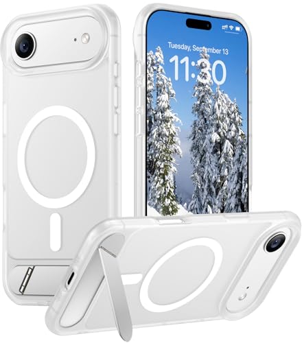 Image of Designed for iPhone Air Case, [Built-in Invisible Kickstand][Compatible with MagSafe][Military Grade Shockproof] Slim Translucent Matte Phone Case 6.5 inch (Clear Matte)