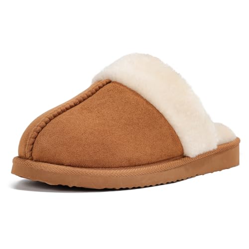 Fuzzy Slippers for Women Cozy Faux Fur House Shoes Winter Warm Memory Foam Slippers for Indoor and Outdoor