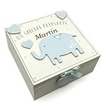 ukgiftstoreonline Personalised Baby Boy wooden Memories Keepsake Box Vintage Style