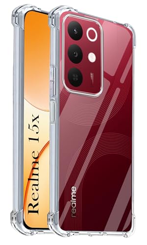 Image of Jkobi Shockproof Crystal-Clear Back Cover for Realme 15X (Anti Yellow Case | Drop & Camera Protection | Hard Polycarbonate)