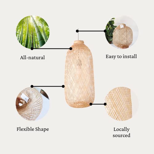Image of TEERAYA Size D Bamboo Pendant Light Shade (Flexible) - Natural Design for Elegant Home Decor