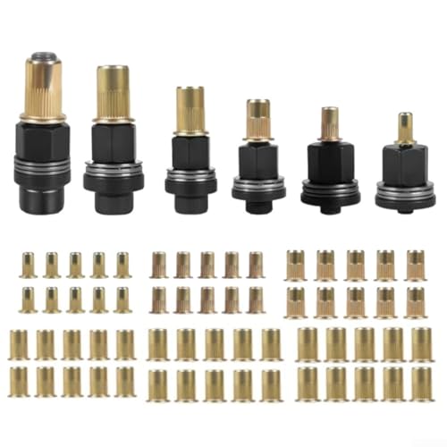 Kit di 6 pinze per rivetti con 60 dadi per l'uso con utensili manuali o trapani elettrici in edilizia, agricoltura e lavori automobilistici