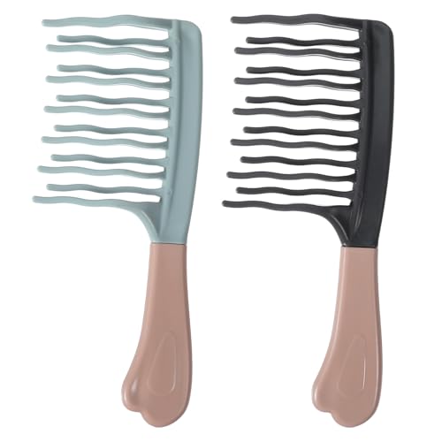 Shimmeroo 2PCS Double-Row Wide Tooth Comb, Anti-Pulling Effec Define Curl Comb Professional Wavy Combs with Ergonomic Handle for Permed Hair Fluffy Hairdressing Styling Unisex