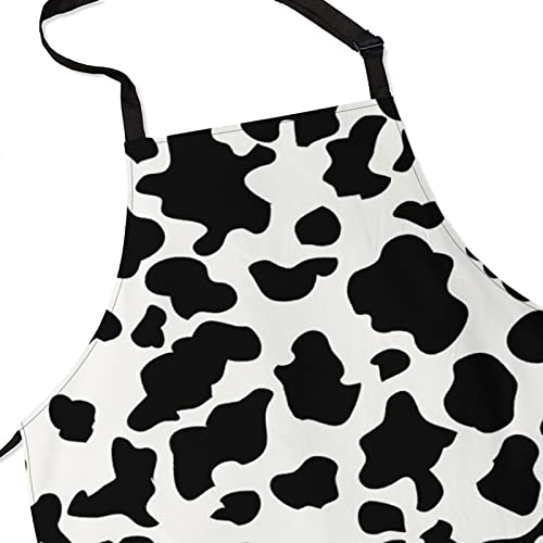 Laoenp Cow Pattern Kitchen Aprons No Pocket, Chef Apron For Womens And Mens, Cooking Apron Adjustable Neck Buckle | 27 X 29 In | Black And White #TOP4