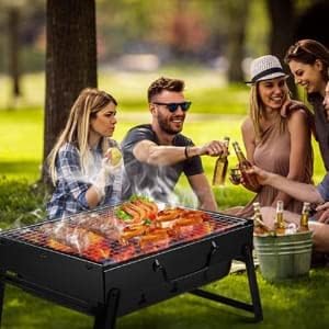 Hebezon Barbecue Grills Foldable Charcoal Barbeque Grill With 10