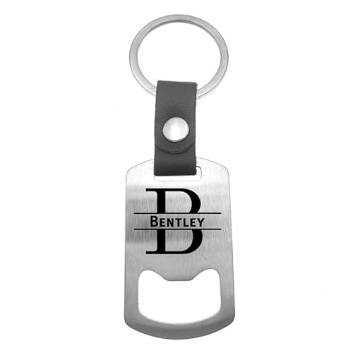 Llavero de lujo de acero inoxidable - Cuero - Bentley, plata, talla única, plateado, Talla única