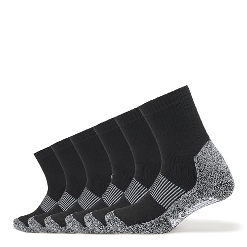 Columbia Men’s Moisture Control Quarter Crew Socks Multipack, Black (6 Pairs), 6-12
