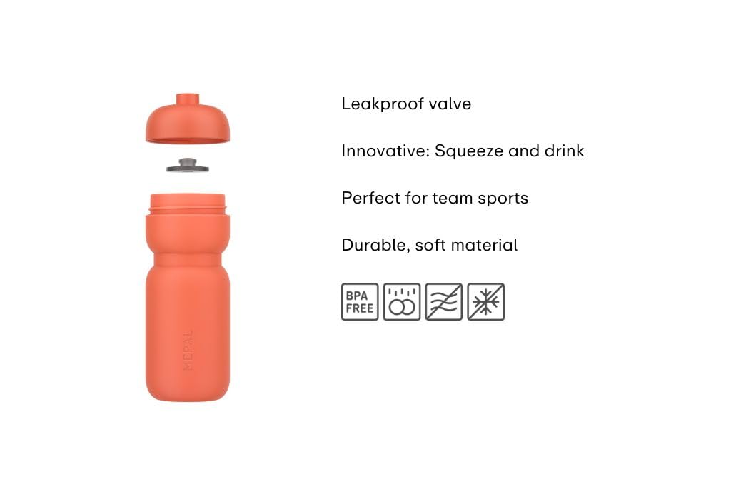 Mepal - Squeeze Sport water bottle - Leak-proof closure - Squeeze for drinking - Durable, soft material - Water bottle - 600 ml - Graphite black