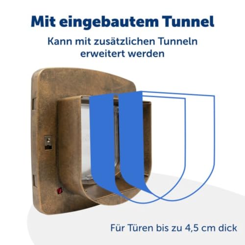 PetSafe Staywell Magnetische Katzenklappe Deluxe, Magnet-Schlüssel gibt nur Ihrer Katze Zugang - hält fremde Tiere draußen, mit 4 Verschlussoptionen, für Katzen bis zu 7 kg, Braun