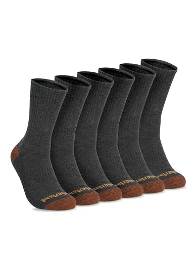 Timberland Mens Comfort Crew Socks, Arch Support, Padded Cushion, Moisture Control(Size 7-12 Assorted;6 Pack)
