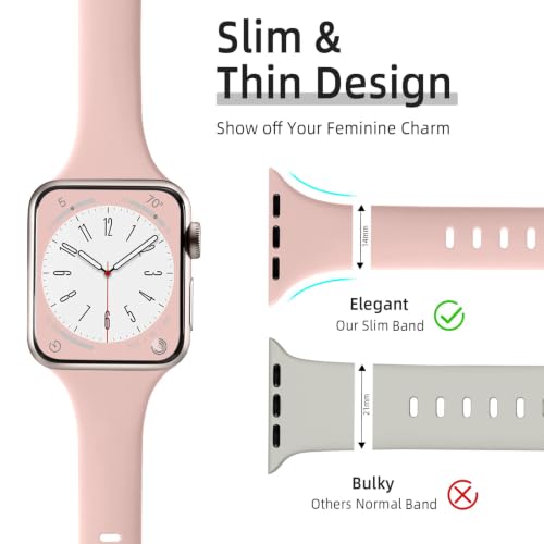 Image of Lerobo 6 Color Pack Bands Compatible with Thin Apple Watch Bands for Women 44mm 42mm 45mm 46mm, Slim Narrow Sport Strap for iWatch Apple Watch Series 11 10 9 8 7 6 5 4 SE 3 2 1