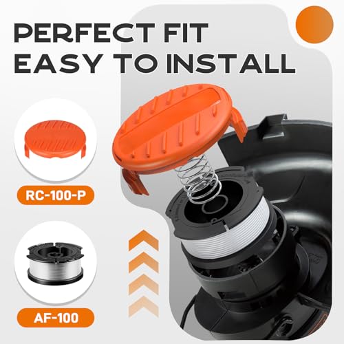 Image of AF-100 AF100 Weed Eater Spool Compatible with Black and Decker BESTA510 LST522 LSTE525 LST300,for AFS Automatic Feed Spool 30ft 0.065 inch 8Pack(6 Spools, 1Cap, 1Spring)