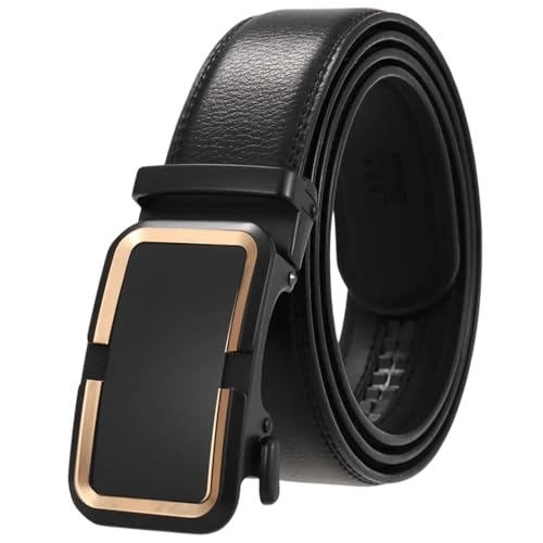 Men's Formal Leather Belt, 3.5Cm Automatic Buckle Work Belt, Box Packaging S8-2 120cm