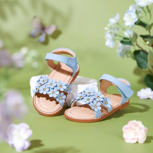 Image of Flaryzone Girls Sandals Open Toe Summer Flats Dress Sandals Shoes Toddler /Little Kid