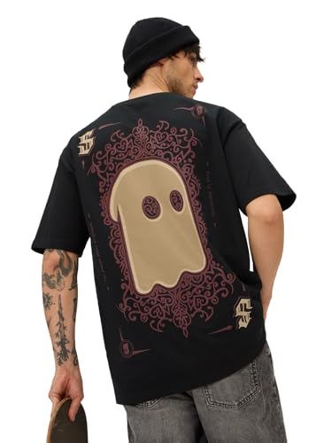 Image of The Souled Store Mr. Soul Men and Boys Short Sleeve Round Neck Purple Graphic Printed Cotton Oversized T-Shirts