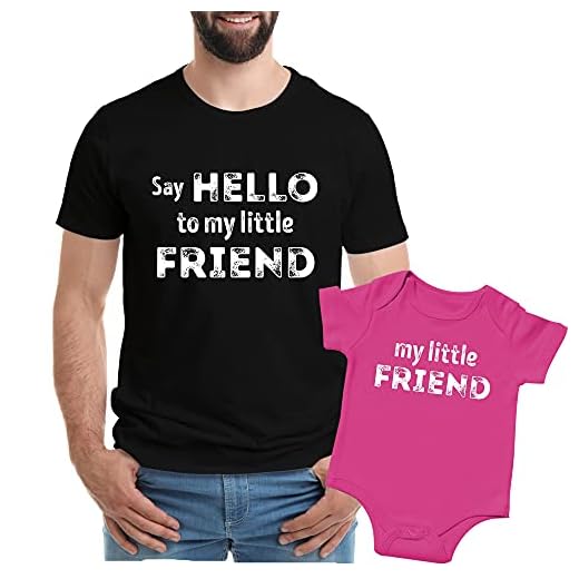 Texas Tees Inspired by Scarface Tshirt, Say Hello to My,Say Hello To. . Black & Pink,Mens (Medium) & 6-12 Month