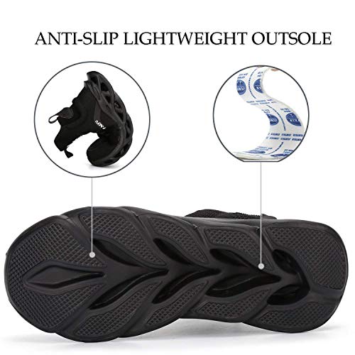 XUNRUO Work Safety Boots for Men and Women Steel Toe Lightweight Breathable Pull on Construction Boots4