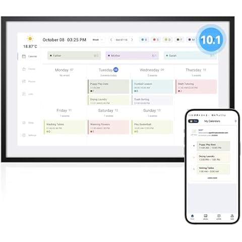 APOFIAL Calendar,Digital Calendar,15.6inch Large Digital Calendar FHD Resolution 1920 * 1080,Smart Touchscreen Interactive Display for Family Schedules - Wall Mount Included-32G&5G (Black, 10.1) Cover