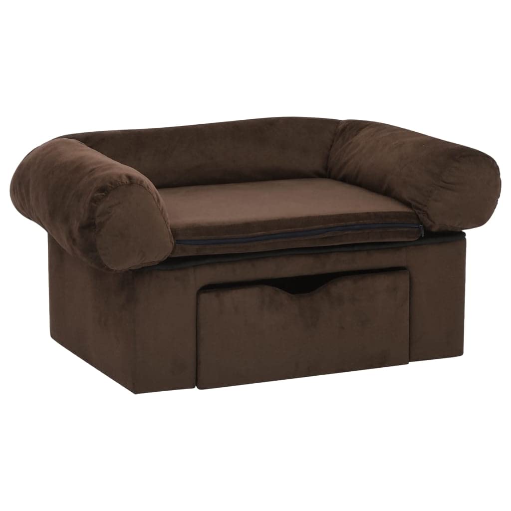 vidaXL Dog Sofa with Drawer Brown 75x50x38 cm Plush โ image 1