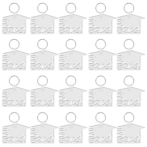 LUOZZY 20pcs Sublimation Keychain Blanks 2024 Graduation Sublimation Keychains 2024 Grad Photo Frame Keychains Blank Graduation Sublimation Picture Frame Keyrings for DIY Craft