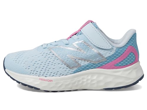 New Balance Gancho e laço Fresh Foam Arishi V4 para meninas, Azul pedreira/rosa real/azul cromado, 1