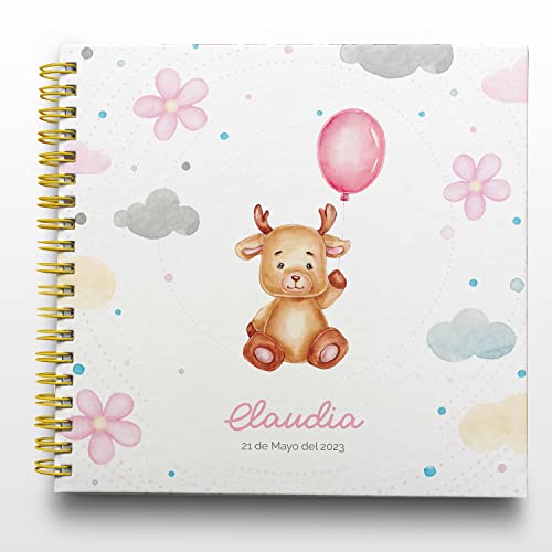 Livro de assinaturas batismo menina personalizado - tamanho do livro 25 x 21 cm. Personalização na capa com nome e data - 60 páginas impressas a cores. ONEPersonal (livro batizado menina s)