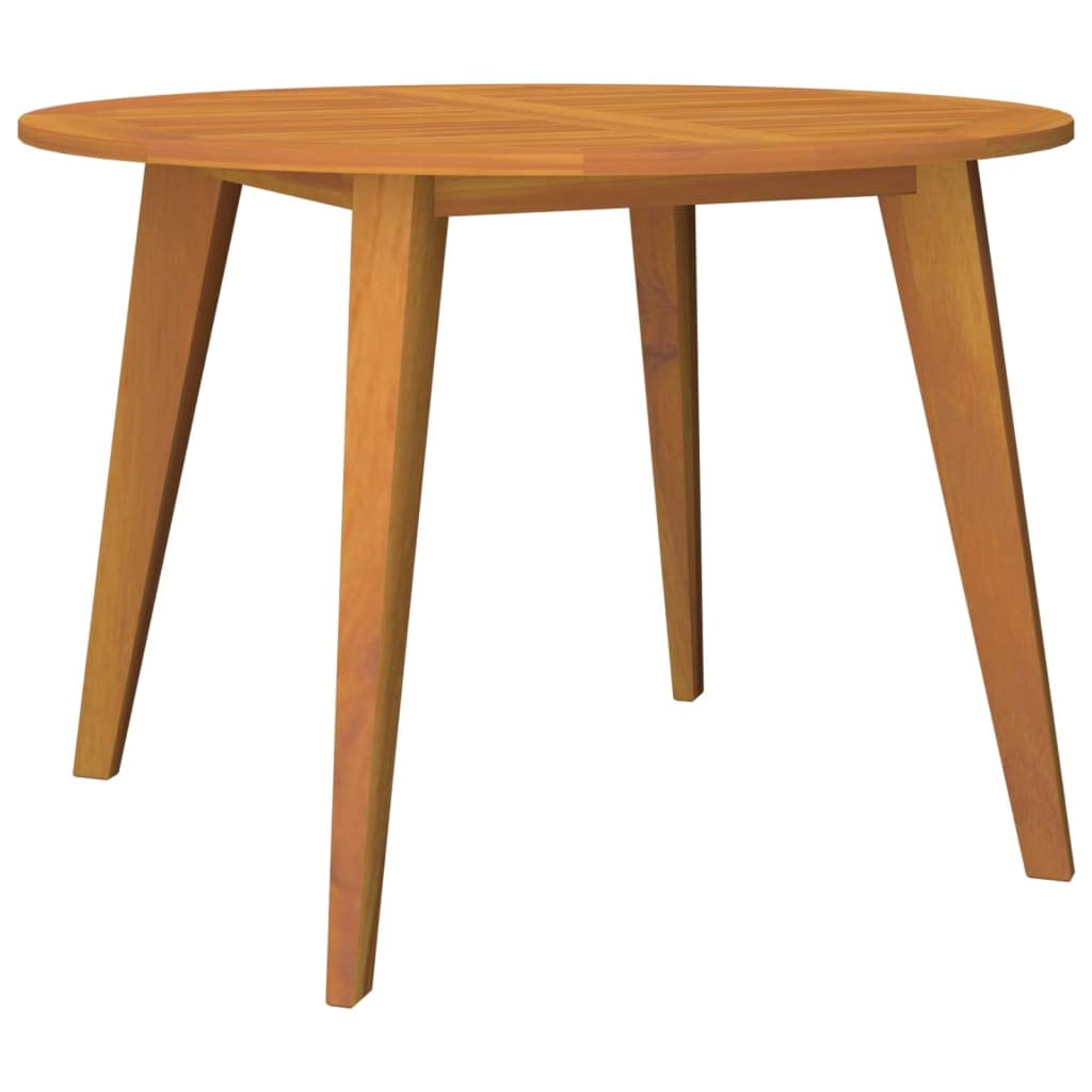 Okrągły stół ogrodowy, lite drewno akacjowe, Ø 110 x 75 cm, stabilny drewniany stół z listewkami i ukośnymi nogami, do użytku na zewnątrz