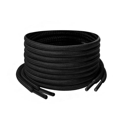 YOLCAR Round Sneaker Shoe Laces, 120cm/47inch, Polyester Material with Anti-Fray Tips, Versatile for Fashion and Crafts, Black
