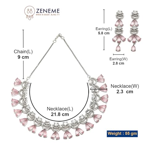 Rhodium-Plated Teardrop & Crescent Necklace Set