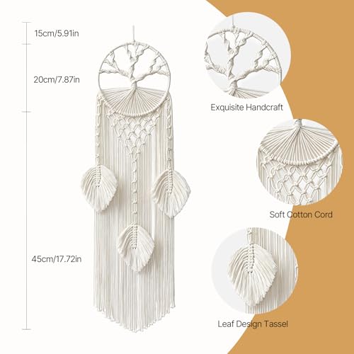 Yaxloi Baum des Lebens Traumfänger Makramee, Traumfänger Boho, Boho Wandtraumfänger, Mit dem Segen der „Bewahrung der Schönheit“ Geeignet für Schlafzimmer, Wohnzimmer und Eingangshallen