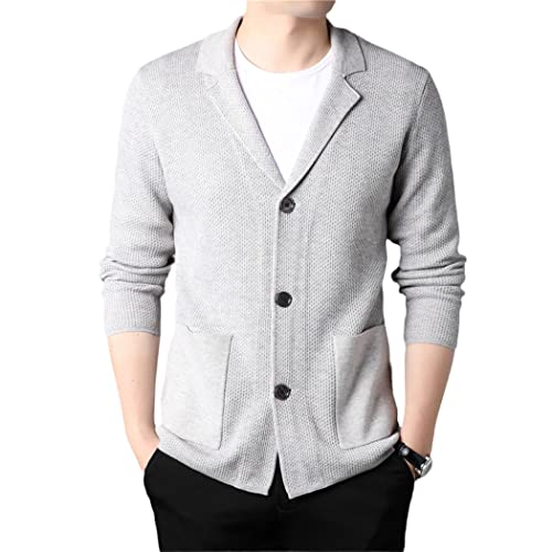 Cardigan en laine tricotée pour homme Haitpant veste chaude gris clair en taille S