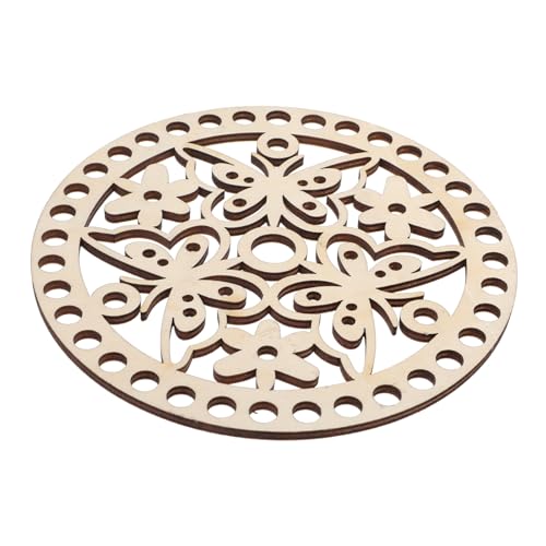 Housoutil Crochet Basket Bottom Wooden Base 2pcs Round Craft Base for DIY Bag Weaving Handbag Decor