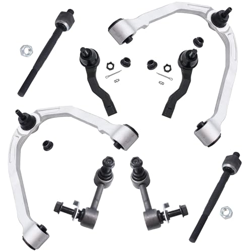 Image of Detroit Axle - Front 8pc Control Arms Kit 03-07 Infiniti G35, 03-09 Nissan 350Z, 2 Upper Control Arms 4 Tie Rods 2 Sway Bars Suspension Kit 2003 2004 2005 2006 2007 Replacement