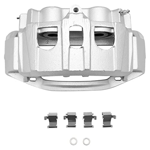 Image of TRQ Rear Brake Pad, Caliper, & Rotor Kit Semi-Metallic Compatible with 2008-2014 Ford E-150 E-250 2008-2019 E-350 Super Duty
