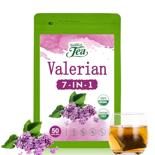 Image of VailHerbTea Sleep Support Valerian Root Tea Bags - 30 Count, Handcraft Herbal Tea for Relaxation & Mood Support, Natural Formula w /Passion Flower Extract - Caffeine-Free, Mild Taste Tea.