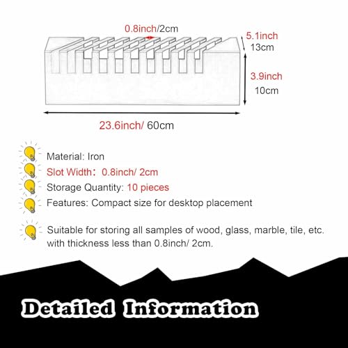 Desk Extender Pegboard,Desktop Tile Display Rack for Trade Show & Retail Stores, Small Marble Slab Display Stand with 10 Card Slots, Porcelain Tile Sample Shelf(Black)