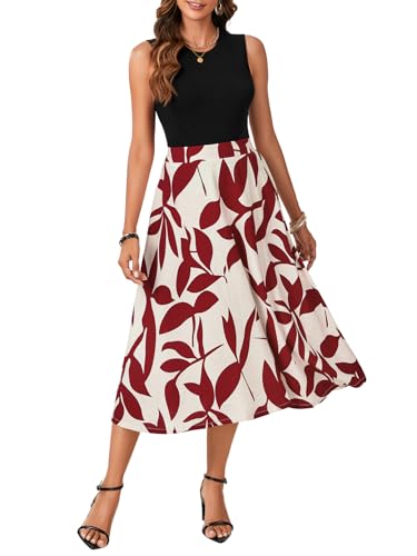 LYANER Women's 2 Piece Outfits Summer Sleeveless Tank Top and Flora Print Midi Skirt Set2